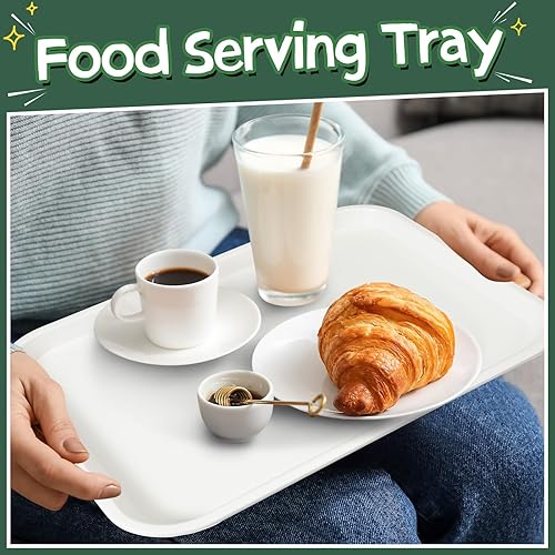 Miniatura 4 de Mifoci 24 bandejas de comida rápida a granel, bandejas de plástico para servir de 14 x 11 pulgadas, bandejas rectangulares para cafetería,