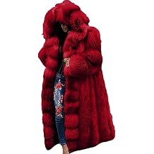 JEShifangjiusu Women Loose Thicken Warm Long Outwear Long Sleeve Fluffy Fleece Hooded Coats Faux Fur Oversized Cardigan 1
