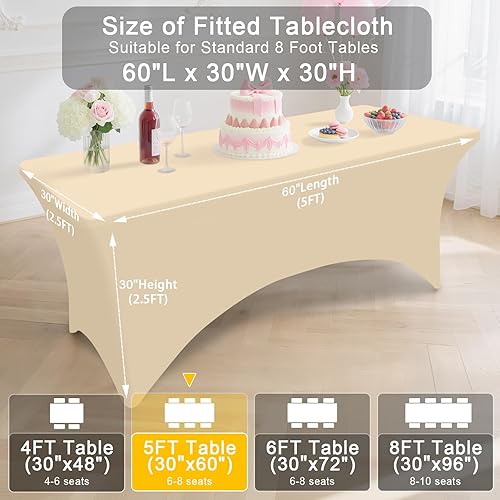 Miniatura 87 de Smiry Paquete de 2 manteles de elastano de 6 pies, elásticos ajustables, lavables y sin arrugas, rectangulares para mesa de patio, para exteriores,