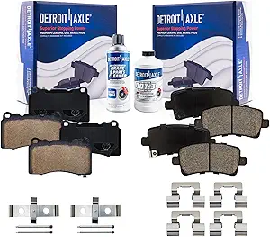 Detroit Axle Ceramic Front and Rear Brake Pads with Hardware for Buick Regal