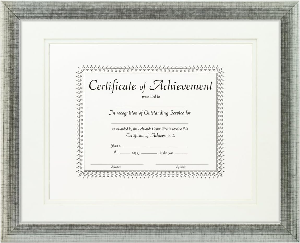 Craig Frames 11x14-Inch Distressed Silver Document Frame, Double Mat with Single 8.5x11-Inch Opening