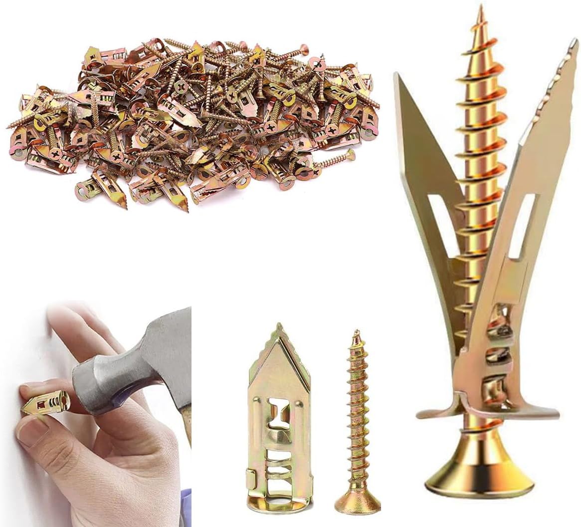 Self-Drilling Dowel Screws Self-Drilling Drywall Dowels and Screw Set for Wet and Fixing Drywall Dowel Repair Tools for Fixing Patio Furniture 100 4 cm + 4.5 cm
