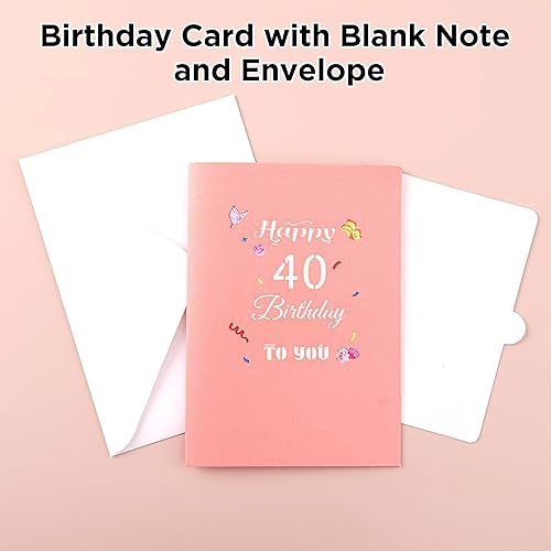 Miniatura 5 de Tarjeta desplegable de 40 cumpleaños para ella, mujer, esposa, regalo de 40 cumpleaños para hermana, mamá, amiga, tarjeta de cumpleaños desplegable