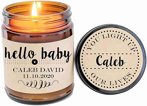 New Baby Gift Personalized New Mom Gift Candle Gift Hello Baby Shower Gift Candle Scented Candle Baby Girl Baby Boy Personalized Baby Gift