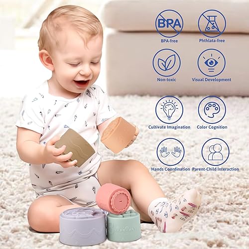 Miniatura 3 de Regalos para el día de San Valentín para niños, vasos apilables de San Valentín, juguete para aprendizaje educativo, juguete de silicona para baby