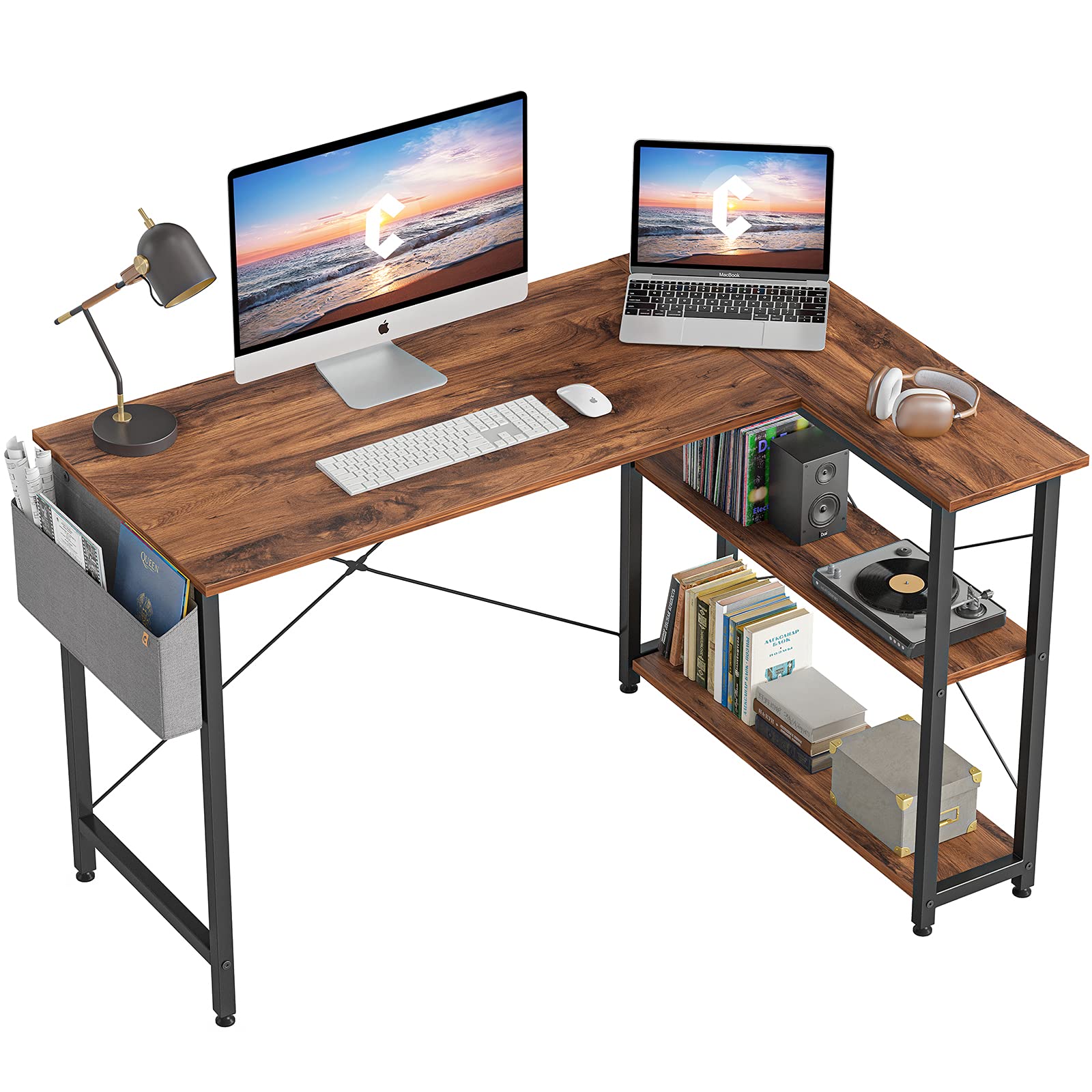 Buy CubiCubi 47 Inch Small L Shaped Computer Desk with Storage Shelves
