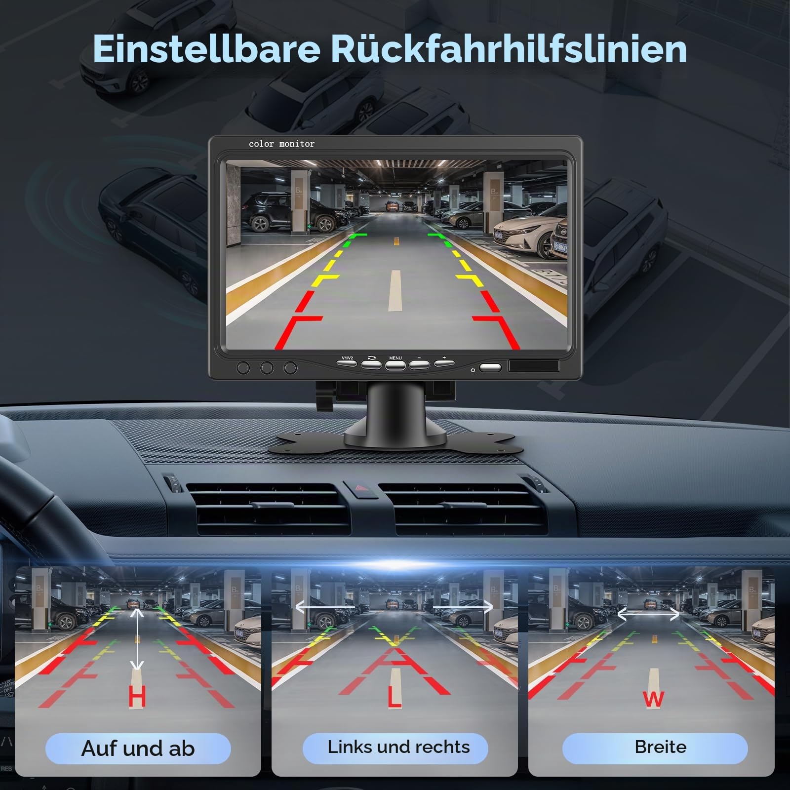 Podofo Rückfahrkamera-Set mit 2 Kameras, 18 IR-LEDs, Nachtsicht, IP68, wasserdicht, für LKW, Wohnmobil, Bus 9 V-35 V