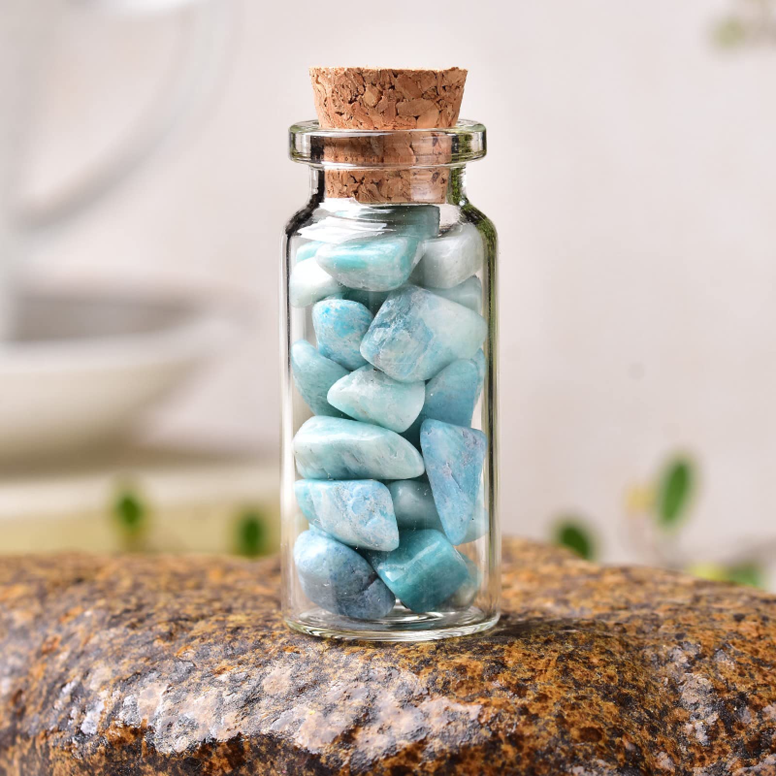 Blue Babybottle【クリスタルパワーストーン】 Amazon.com: 1PC Natural Crystal Glass Wishing Bottle Home Decor