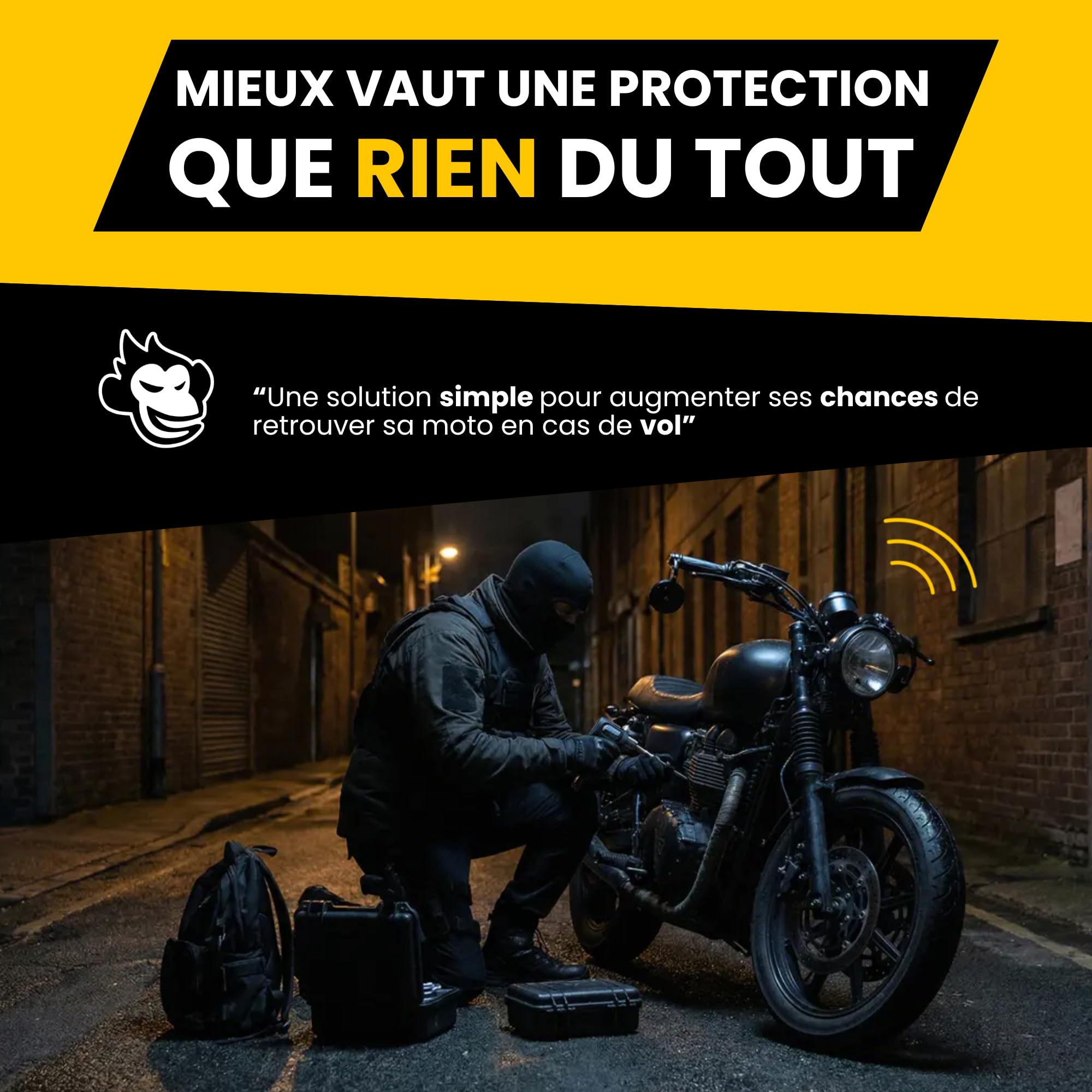 Pack Tracker Moto sans Abonnement – l'esprit Tranquille Eda Bike – Traceur Moto Discret – Pile Remplaçable 12 Mois – Kit d’Installation Inclus – Compatible iOS