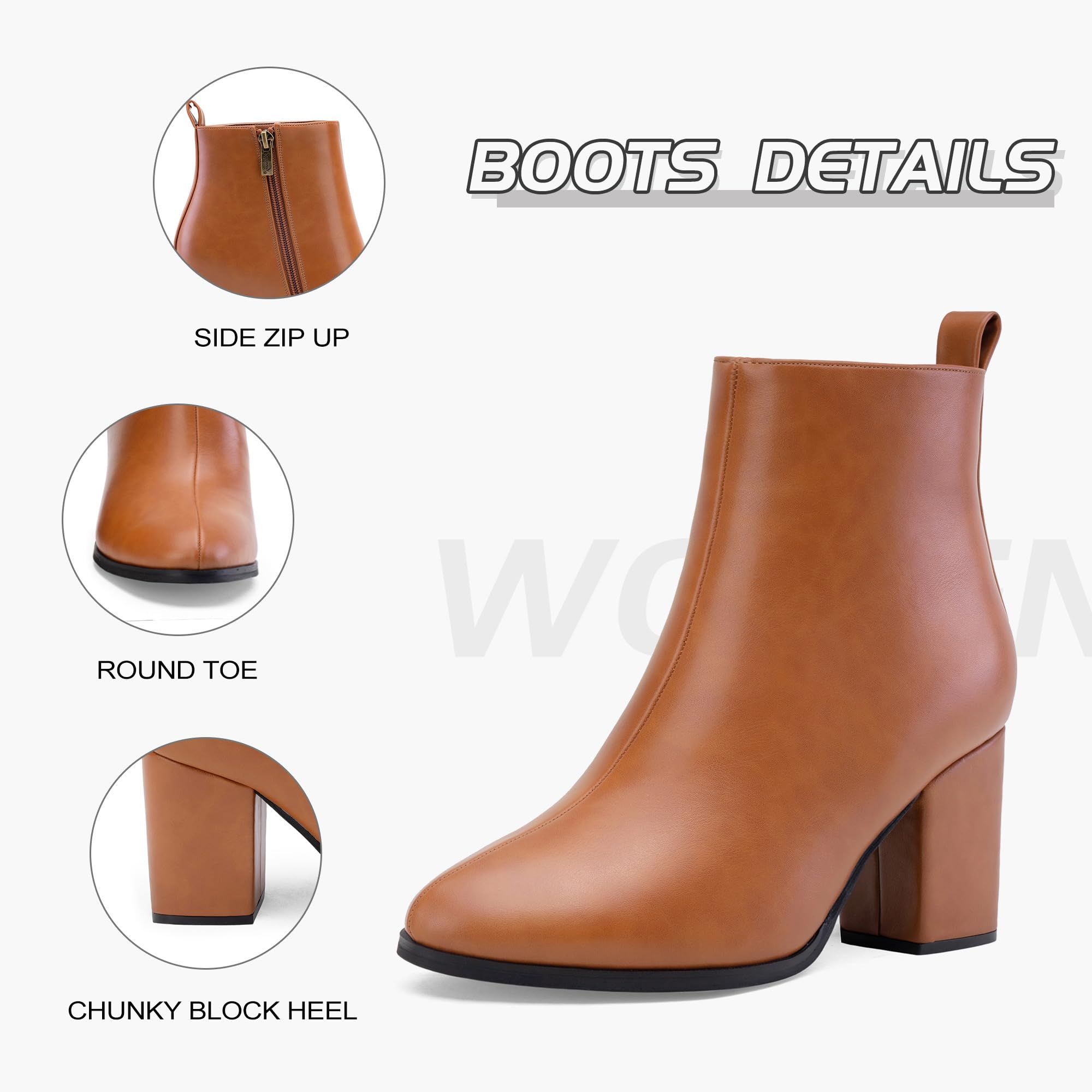 Jeossy Women's 9637A Dressy Ankle Boots,Fashion Block Heel Booties