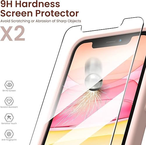 Miniatura 5 de ORNARTO Funda diseñada para iPhone 11 con protector de pantalla paquete de 2 funda de goma de gel de silicona líquida borde cuadrado cuerpo completo