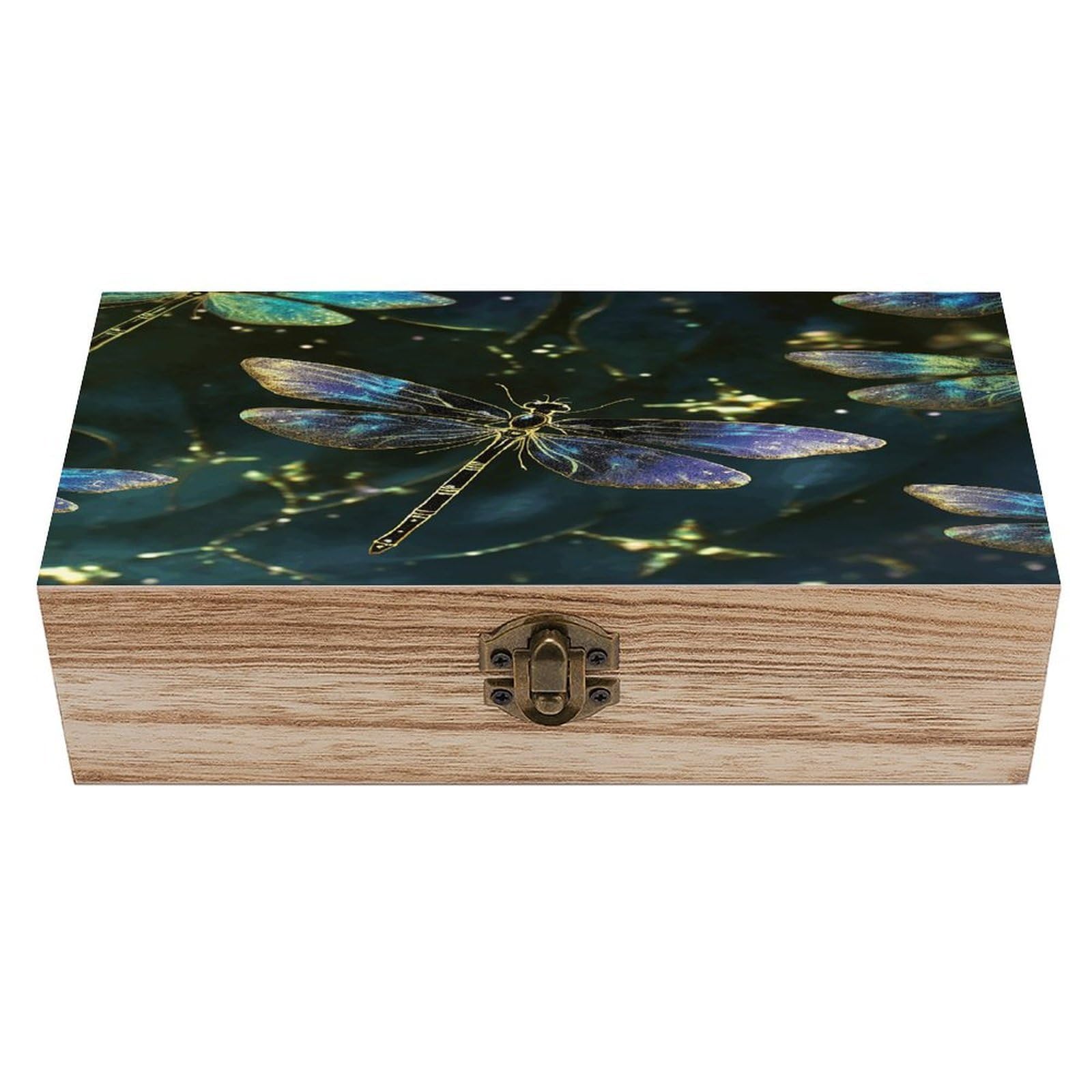 VstaDank Dragonfly Wooden Storage Box Wooden Keepsake Box with Hinged Lid Exquisite Solid Wood Decorative Jewelry Case Memory Box for Jewelry Photos Letters Crafts Trinkets