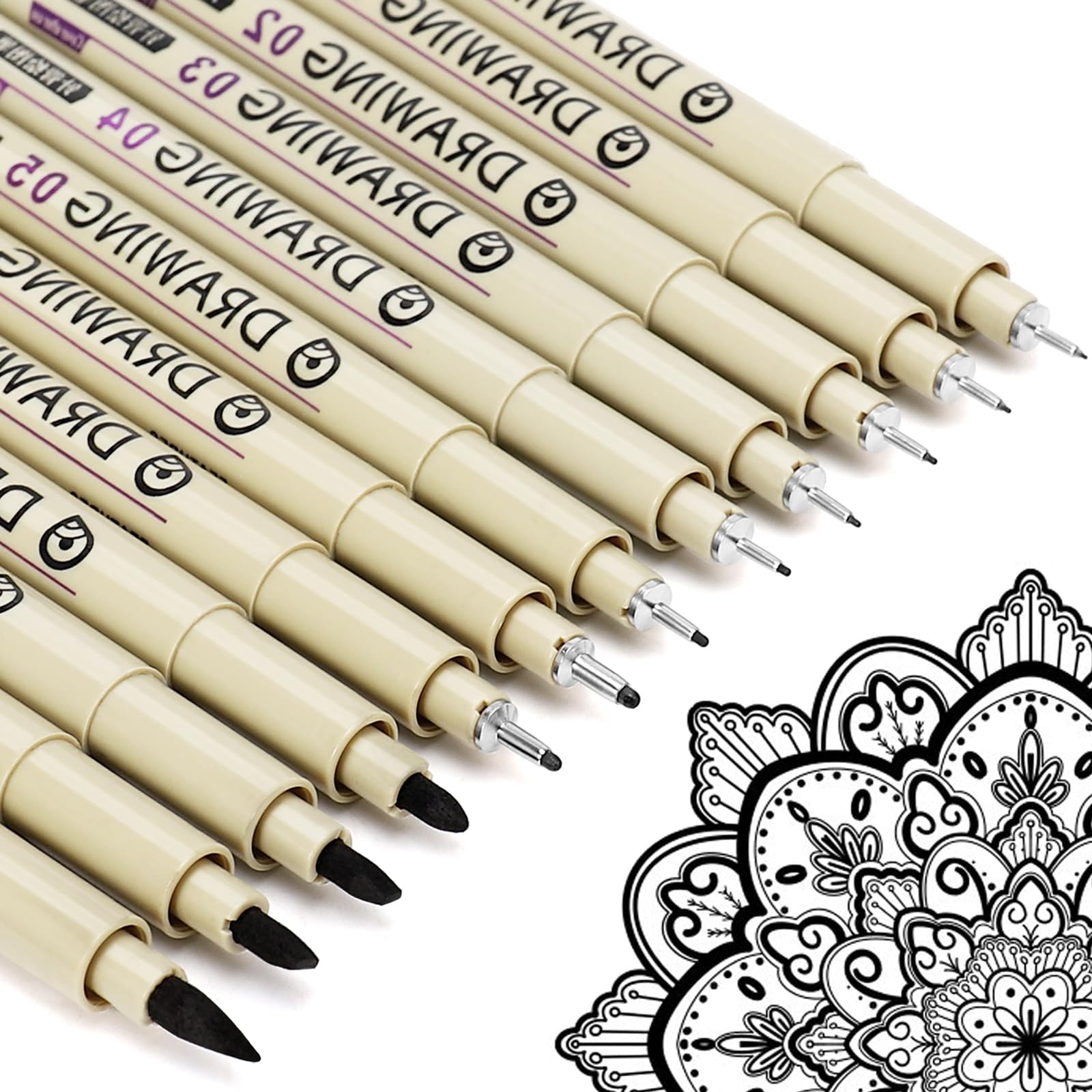 Micron Fineliner Schwarz Stifte Tuschestifte 12 Schwarzer Set Zentangle