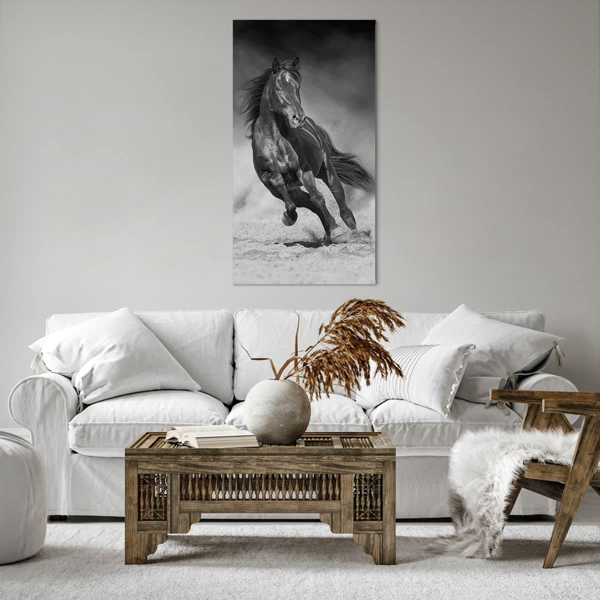 Cuadros Decoracion Salon Caballo Galope Dinámico Lienzos Decorativos 65x120cm Cuadro Sobre Lienzo Moderno Vertical Dormitorio Cocina Cuadros Pared Imágenes Wall Art Prints Decor Grande PA65x120-5023