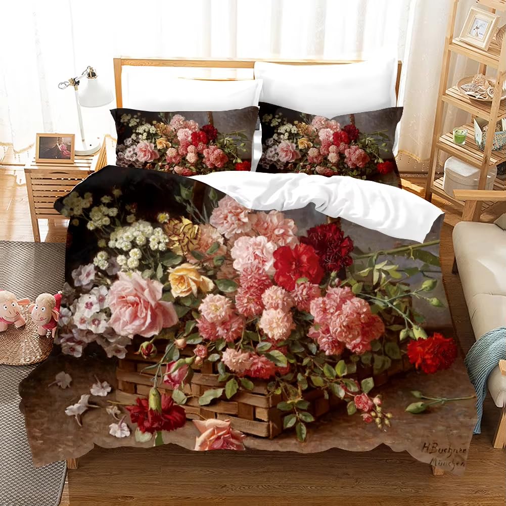 Housse de couette imprimé fleuri et taie d'oreiller pour une ambiance printanière dans la chambre