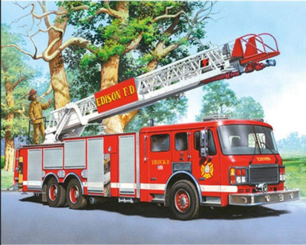 Peinture diamant 5D camion de pompier en rue de banlieue broderie mosaïque 30x40cm
