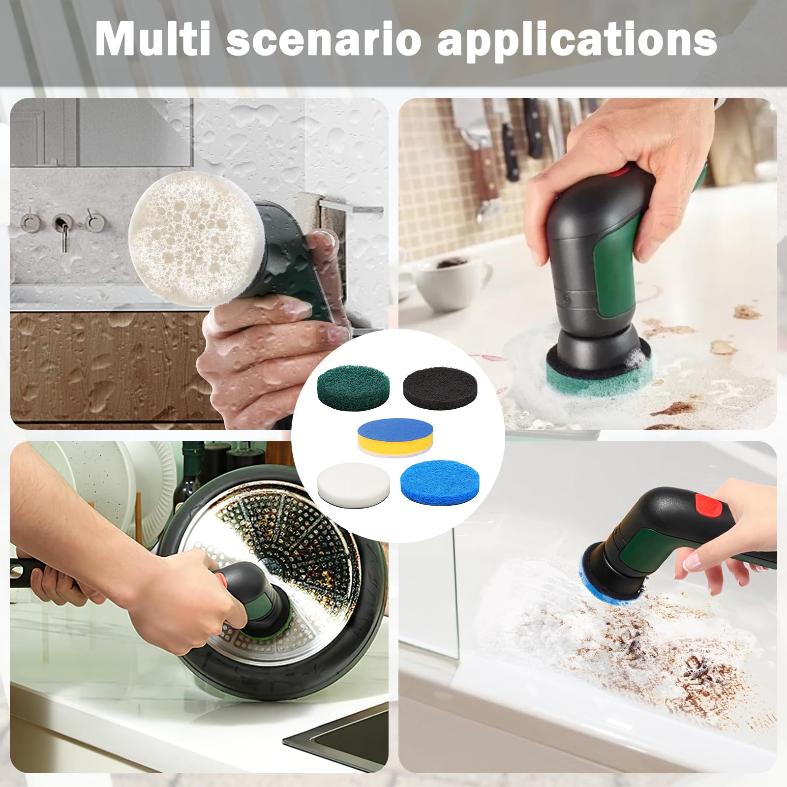 Bosch Home and Garden Akku Reinigungsbürste UniversalBrush Set inkl. 3X Bosch Küchenpad (integrierter 3,6-V-Akku, 1 Micro-USB-Kabel und 4 Reinigungsaufsätze enthalten, im Karton
