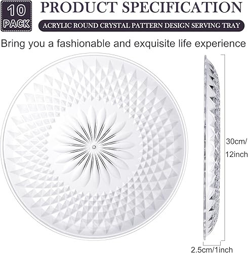 Miniatura 10 de Fumete 10 platos redondos de plástico transparente de 10 pulgadas, platos de flan de cristal acrílico para fiestas, alimentos, pasteles, galletas,