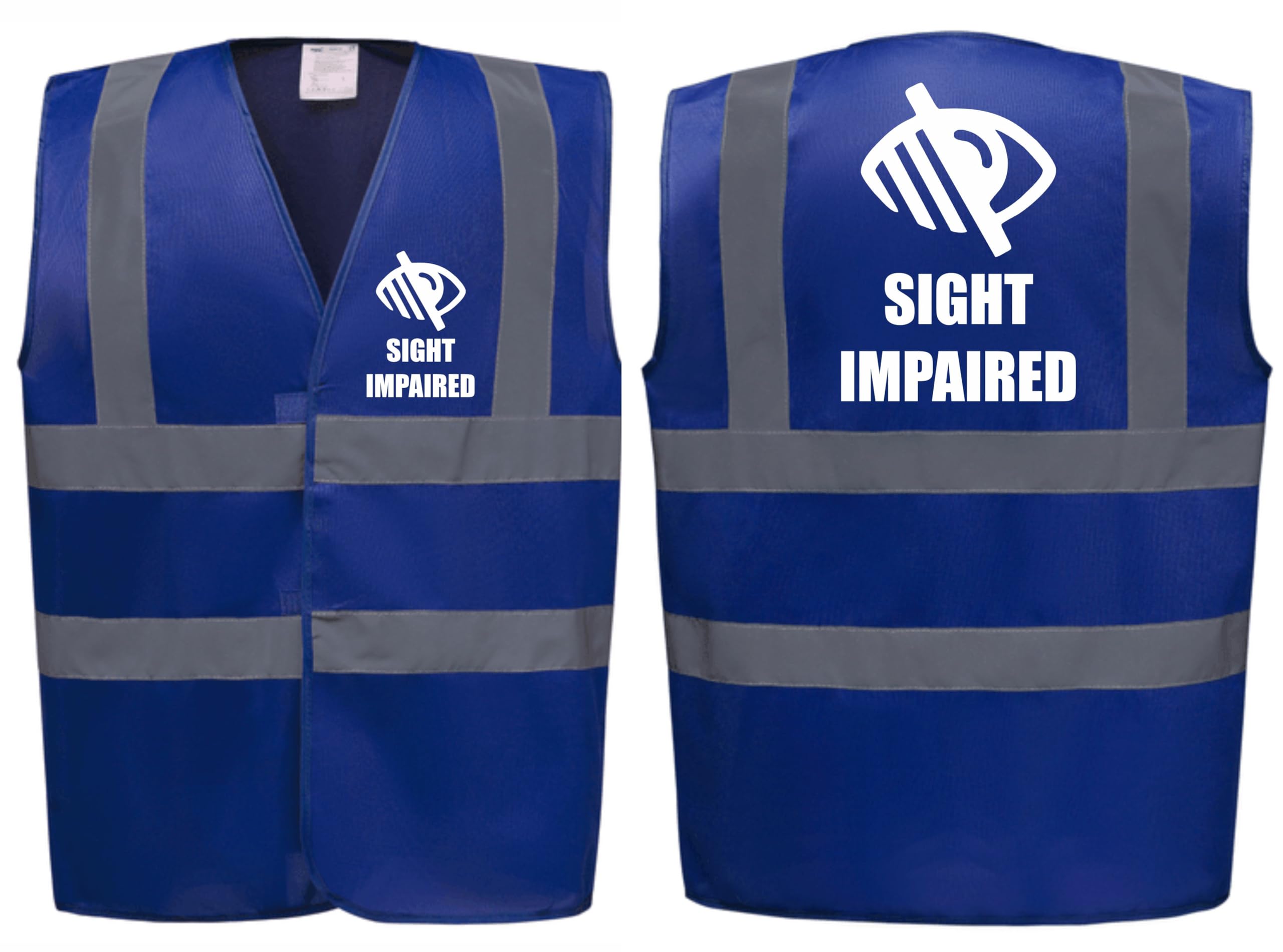 Brook Hi Vis Premium Safety Vest – Sight Impaired Logo Printed Front & Back, High Visibility Vest for Blind Awareness, Available in 14 Colours (Blue, 3XL)