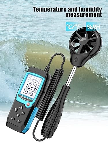 Miniatura 5 de Anemómetro digital H12 Medidor de velocidad de viento de mano con sensor de viento extendido, mide la velocidad del viento Flujo de viento