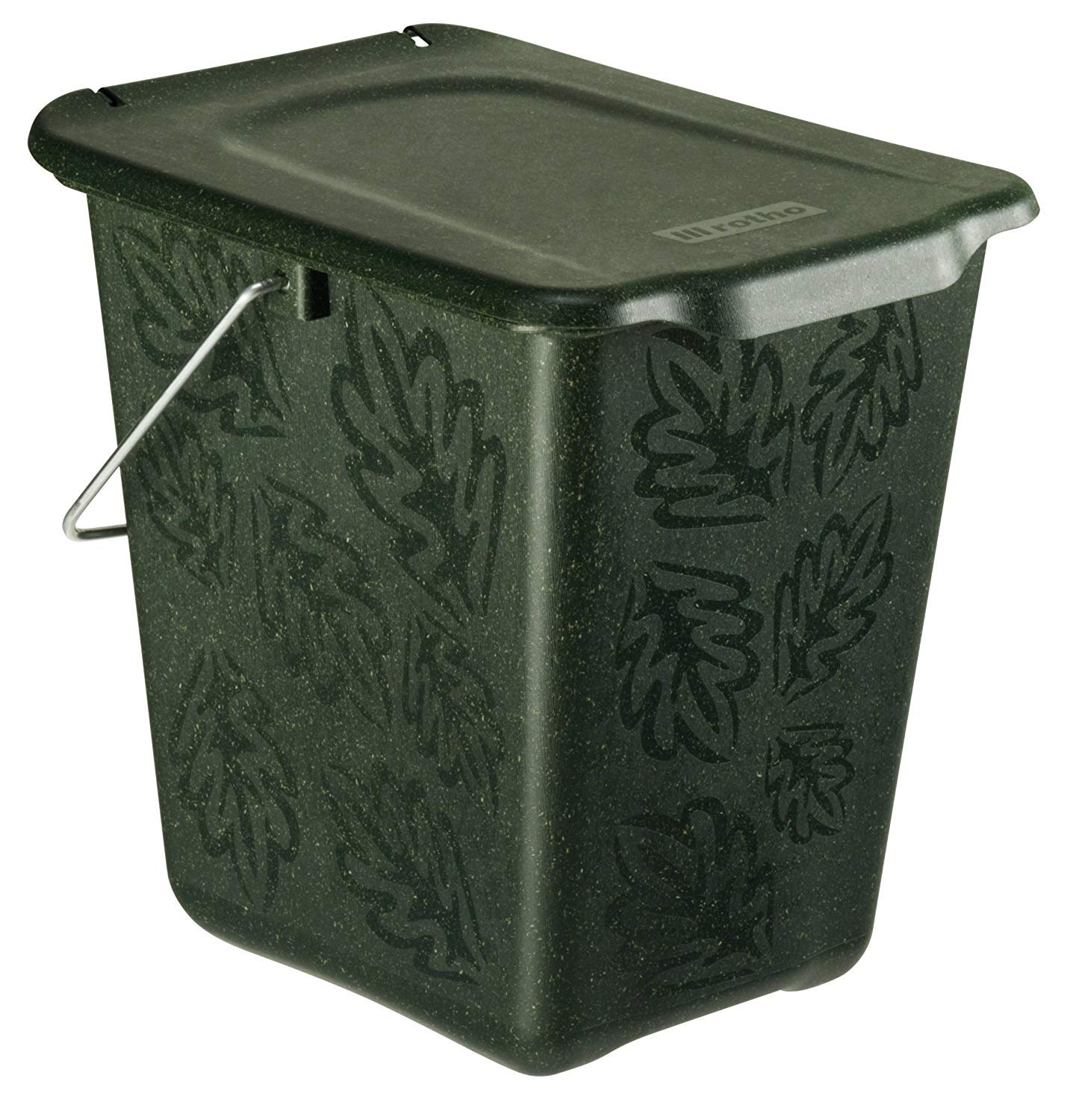 Rotho Greenline Compost bin 7 l, Plastic (PP), Green, 7 litres (26 x 20.8 x 25.2 cm), One Size