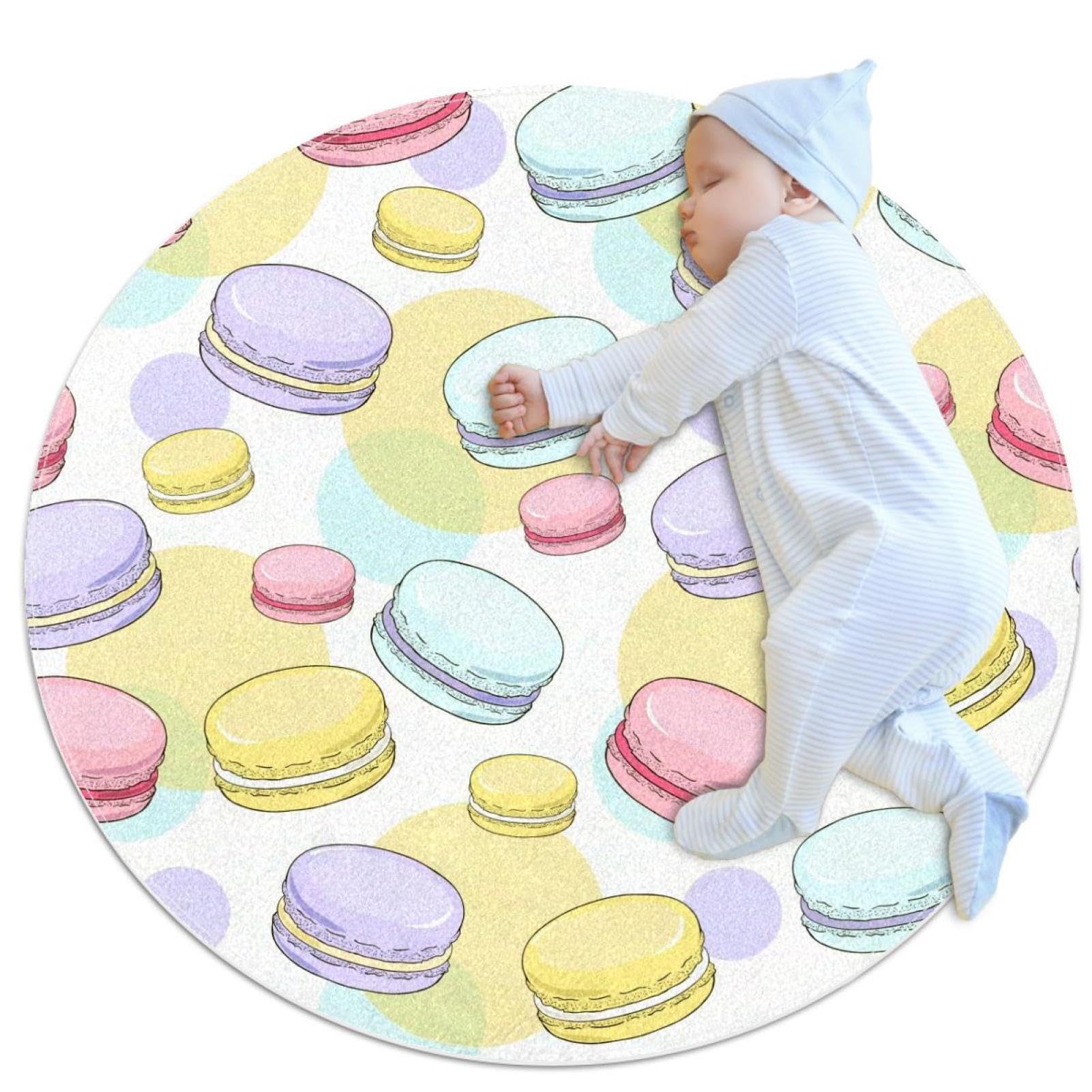 Tapis de salle de bain rond macaron pour chambre d'enfant douce