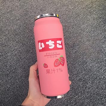 Kawaii Water Bottles Stainless Steel Water Bottle Kawaii Water Bottle with Straw Japanese Water Bottle Insulated500ml/16.9oz,Pink