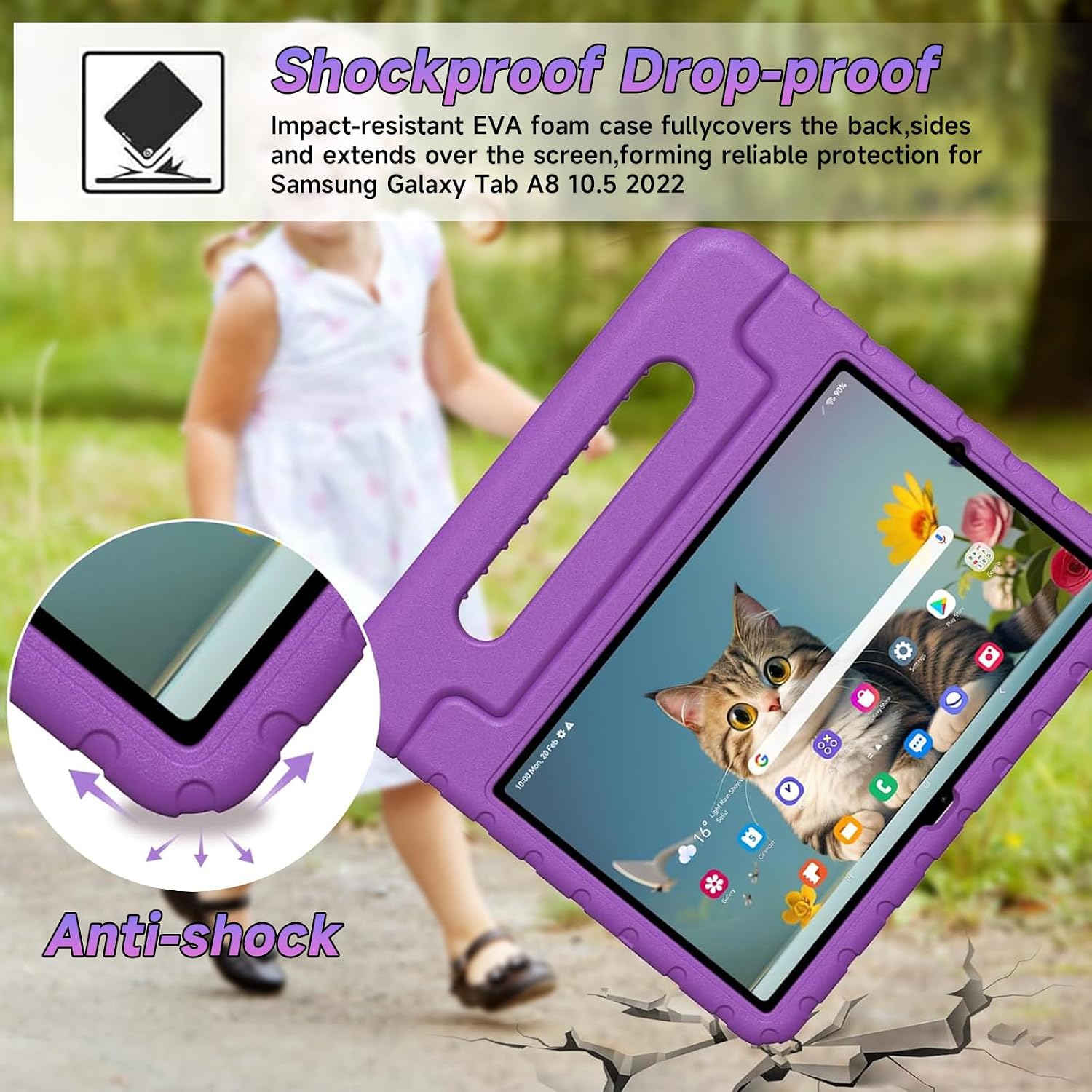 Kids Case for Samsung Galaxy Tab Tab S10/S9, Stand, Purple image 4