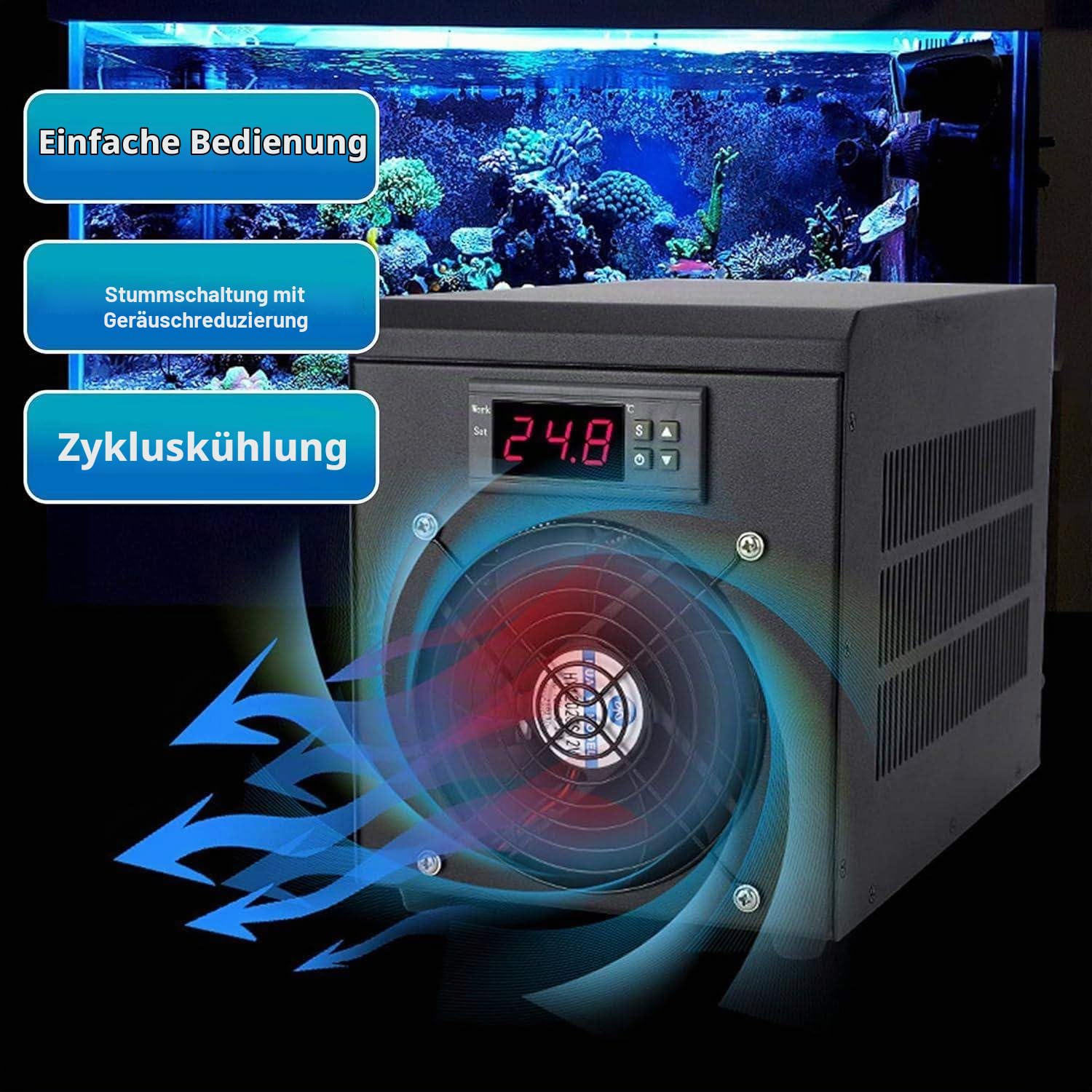 Aquarium-Kühlmaschine, Aquarium-Kühler 60L,Aquarium Kühler Für Zuhause,mit 5 W Pumpe und 2-m-Rohr, geräuscharm,for Zuhause Aquariumfisch-Garnelen