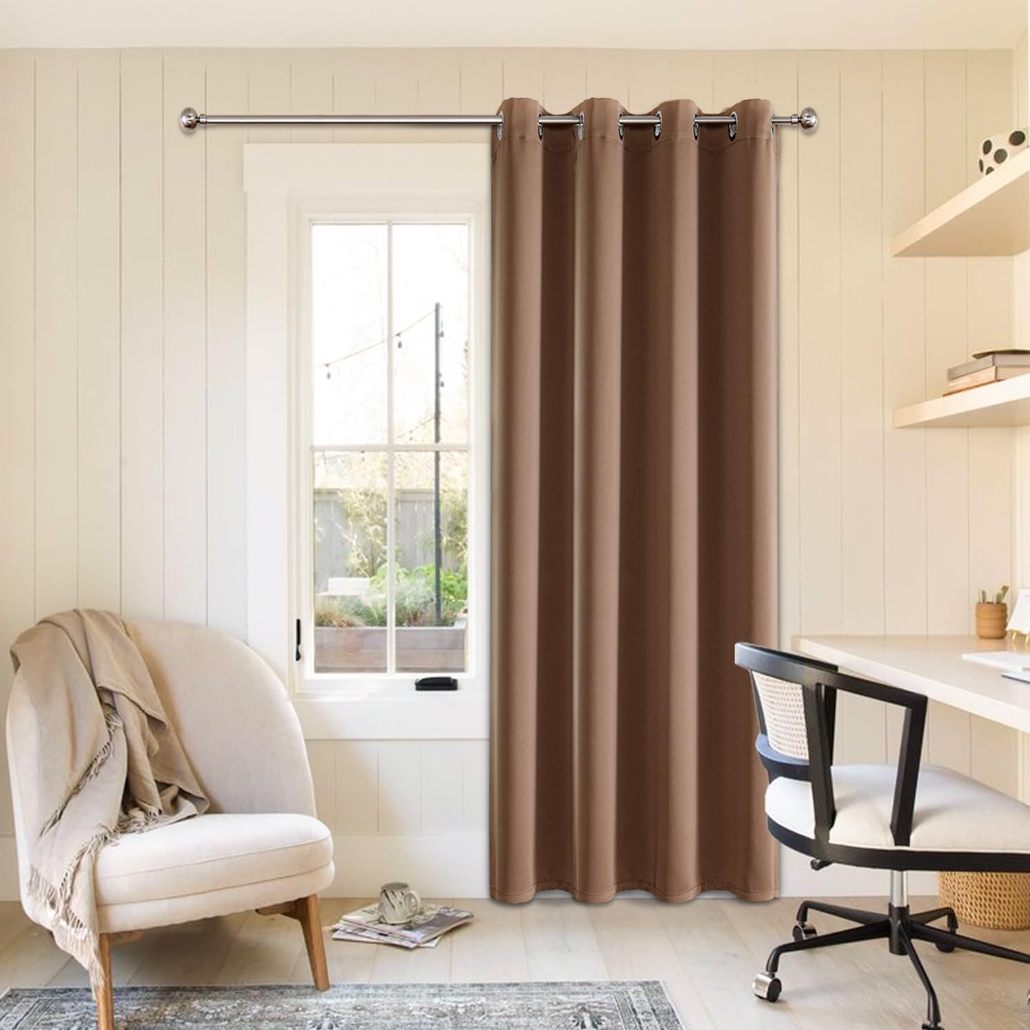 ChrisDowa Grommet Blackout Curtains for Bedroom - Thermal Insulated Room Darkening Curtains for Living Room (1 Panel Set, Cappuccino, 52W x 95L)