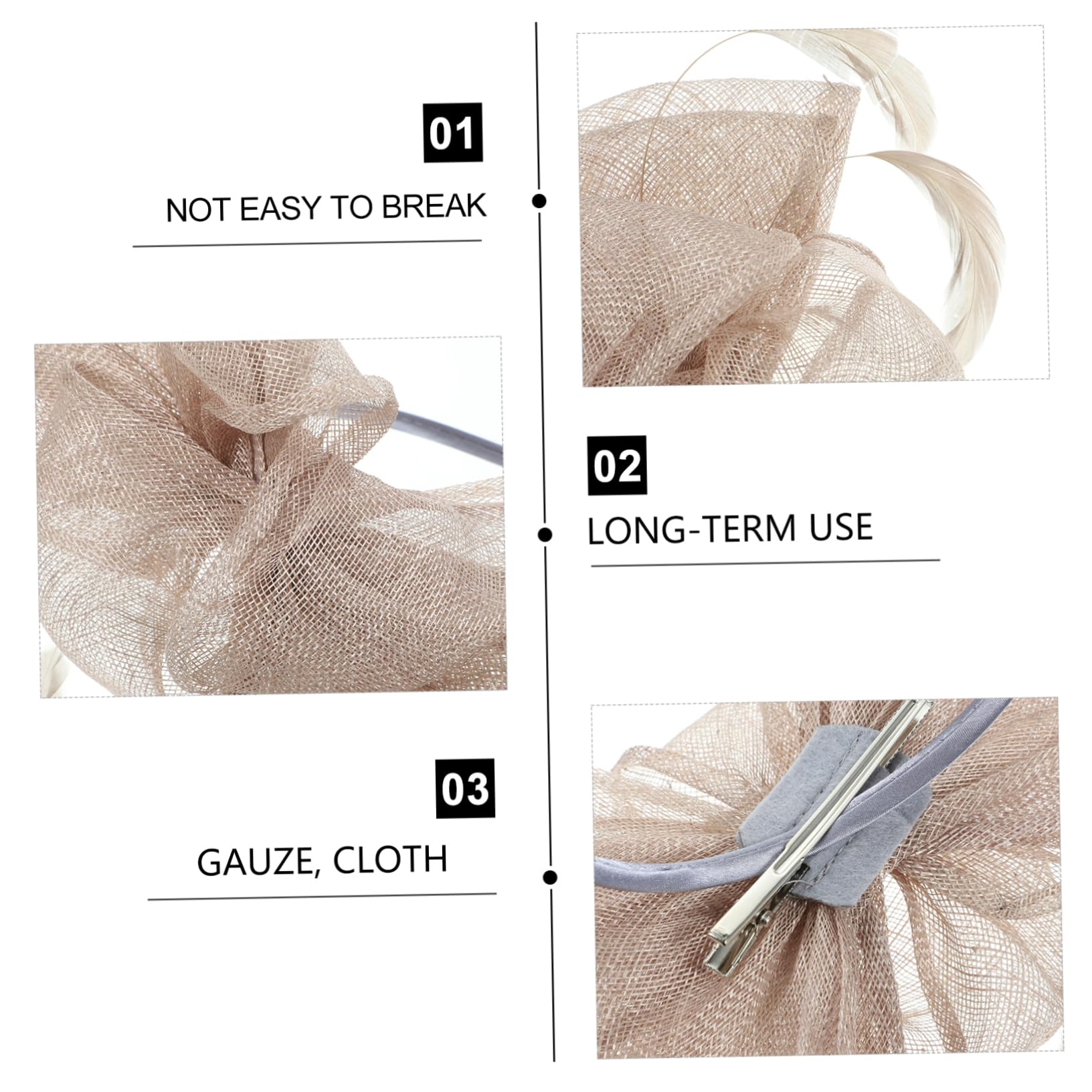 Housoutil 3pezzi Fasce Per Garza Grigia Accessori Eleganti Per Donne Per Feste e Matrimoni Morbide e Leggere Per Decorare Acconciature