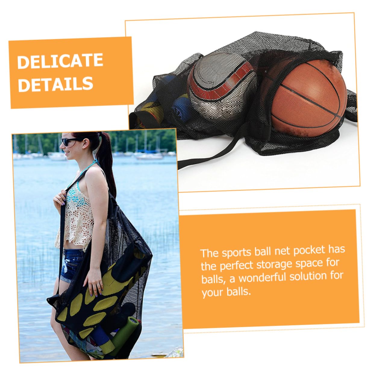 Toyvian Borsa sportiva Maglia netto stringa rete sportiva borsa da calcio Borsa da basket per le palle Borsa da rete per palline sportive sacche da calcio poliestere Nero