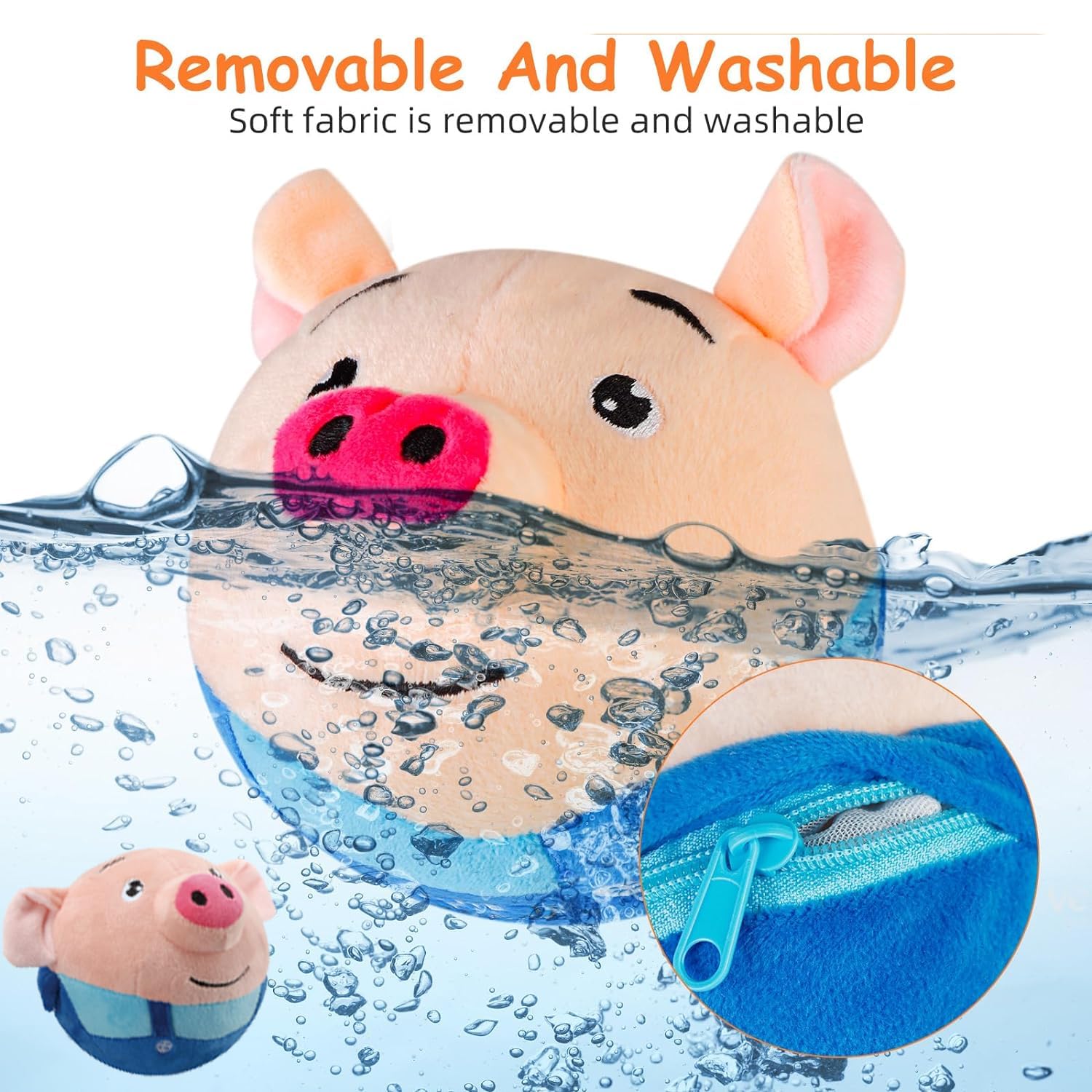 OTXKXBLP Interactive Moving Pet Plush Toy - Squeaky Dog Ball, Washable Cartoon Pig, Jumping Vibrating Wiggling Sound Electronic Dog Toy - Automatic Rolling Action for Active Dogs. 1