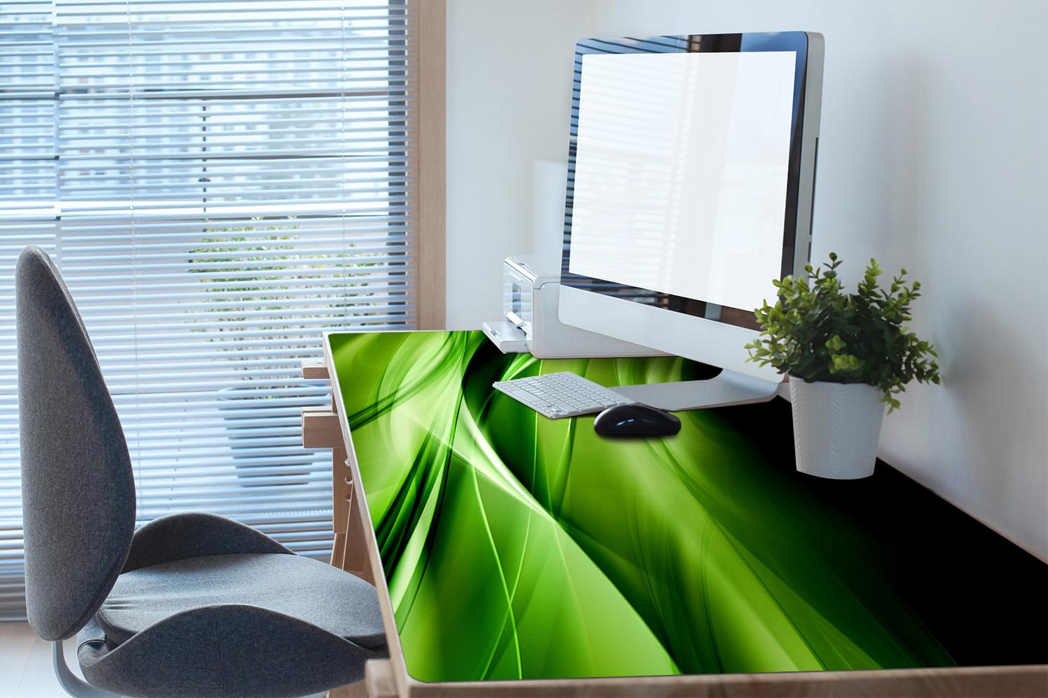 Sottomano da Scrivania 120x60 cm per Ufficio e Casa Impermeabile Protezione e Decorazione Superficie Protettiva Antiscivolo Facile da Pulire in Vinile PVC - Astrazione dell'erba
