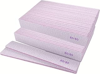80/80 Grit Nail Files, Emery Boards Nail File for Acrylic and Gel Nails, Coarse Nail File Double Sided 80 Grits Emory Professional Filers Reusable Washable Manicure Square Gray (50 Pcs 80/80 Grit)