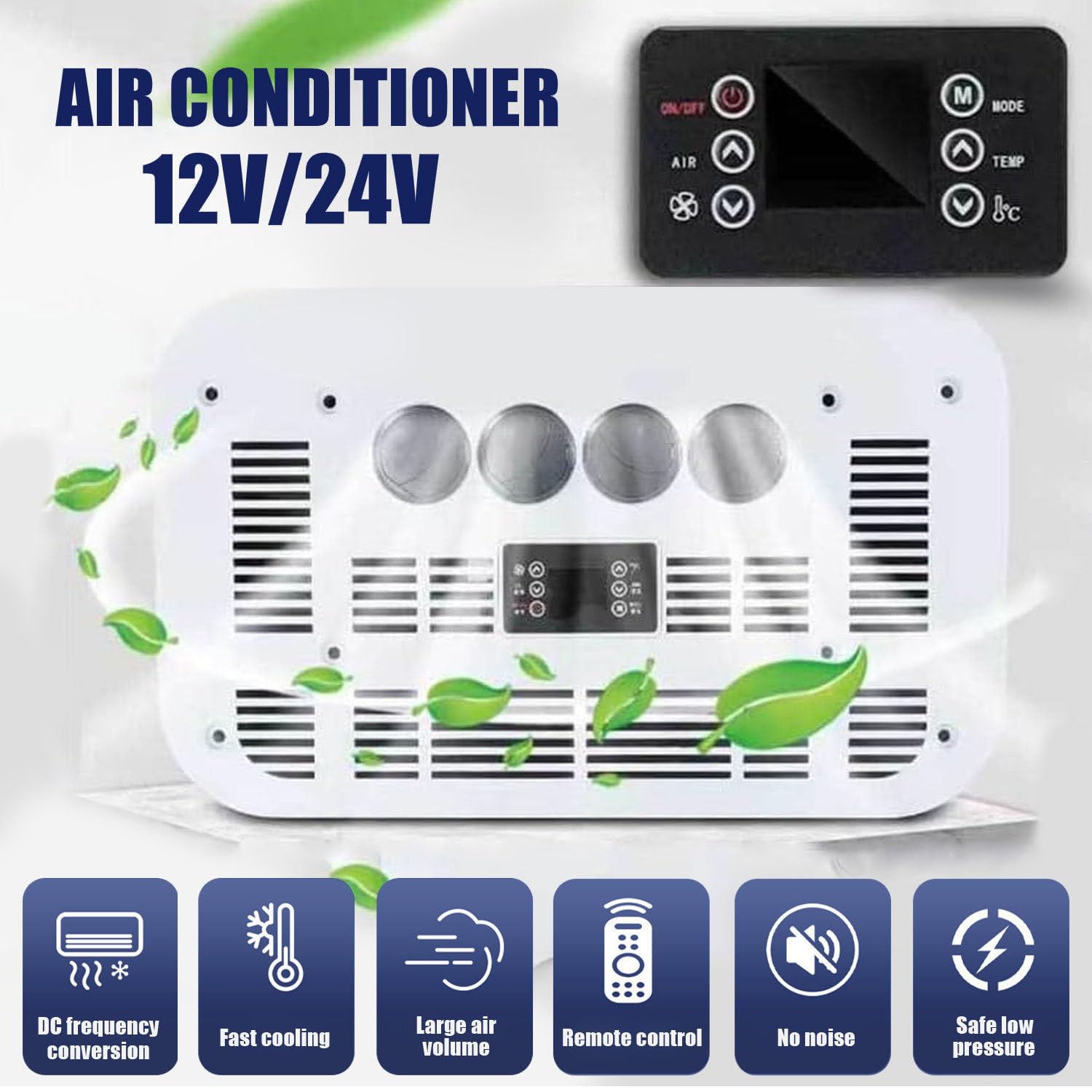 12V/24V Condizionatore per Camper, unità A/C Silenziosa, Raffreddamento Rapido, Aria Condizionata da Parcheggio per Camion, Rimorchi, Barche, Camper, Trattori, Roulotte,12V