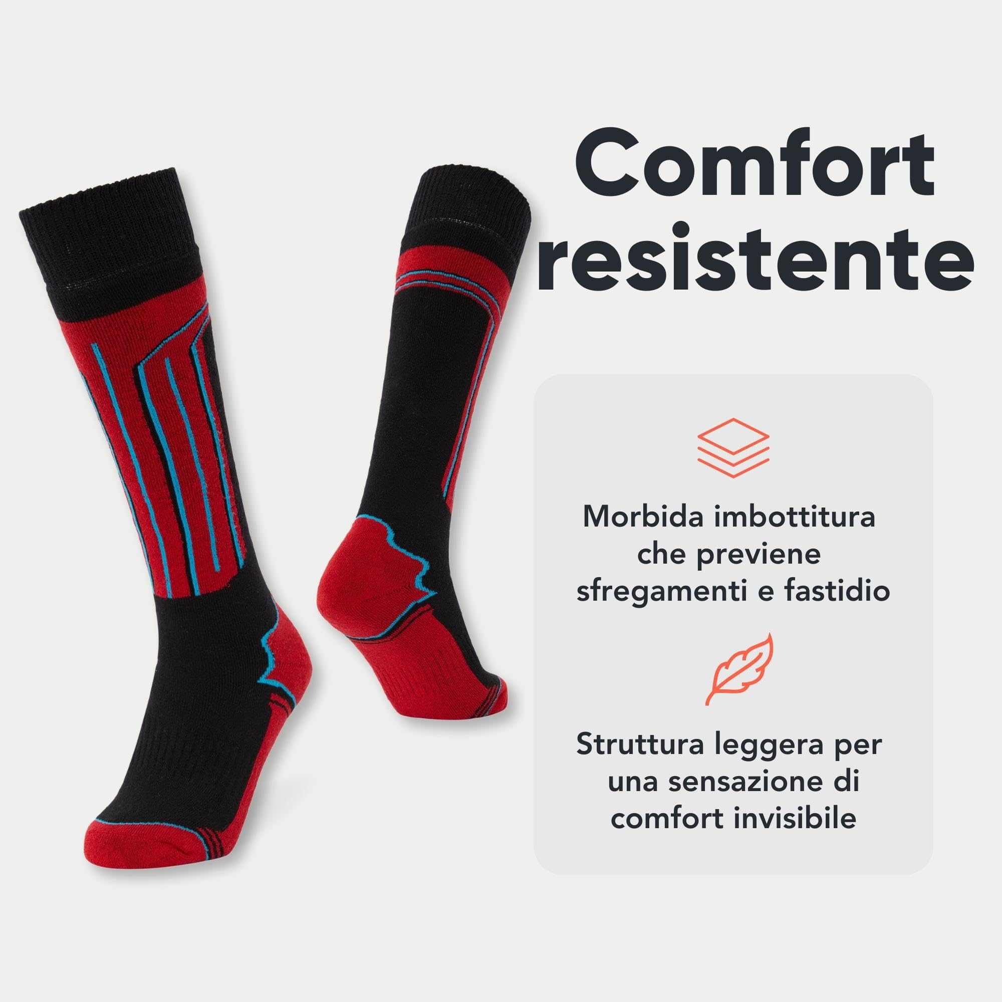 FM London confezione da 4, calze termiche da sci per uomo e donna - vestibilità ergonomica per il massimo comfort durante l'attività