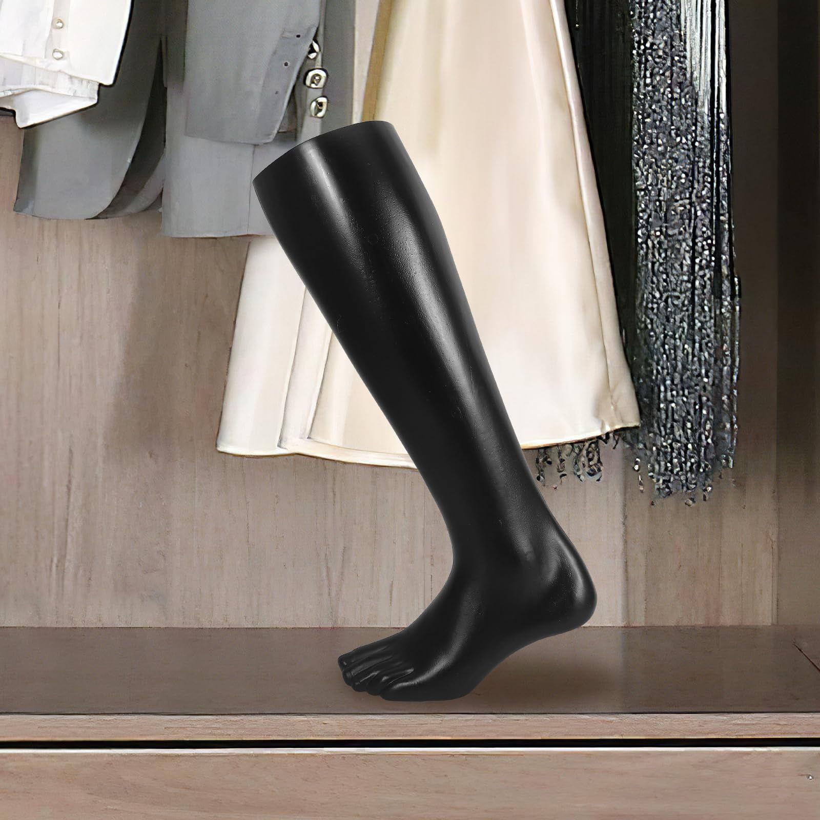 Schuhpräsentationsständer Schaufensterpuppe Bein aus Schwarzem Kunststoff mit Starkem 3D Effekt für Realistische Sockenanzeige und Fußsockenmodell im Einzelhandel