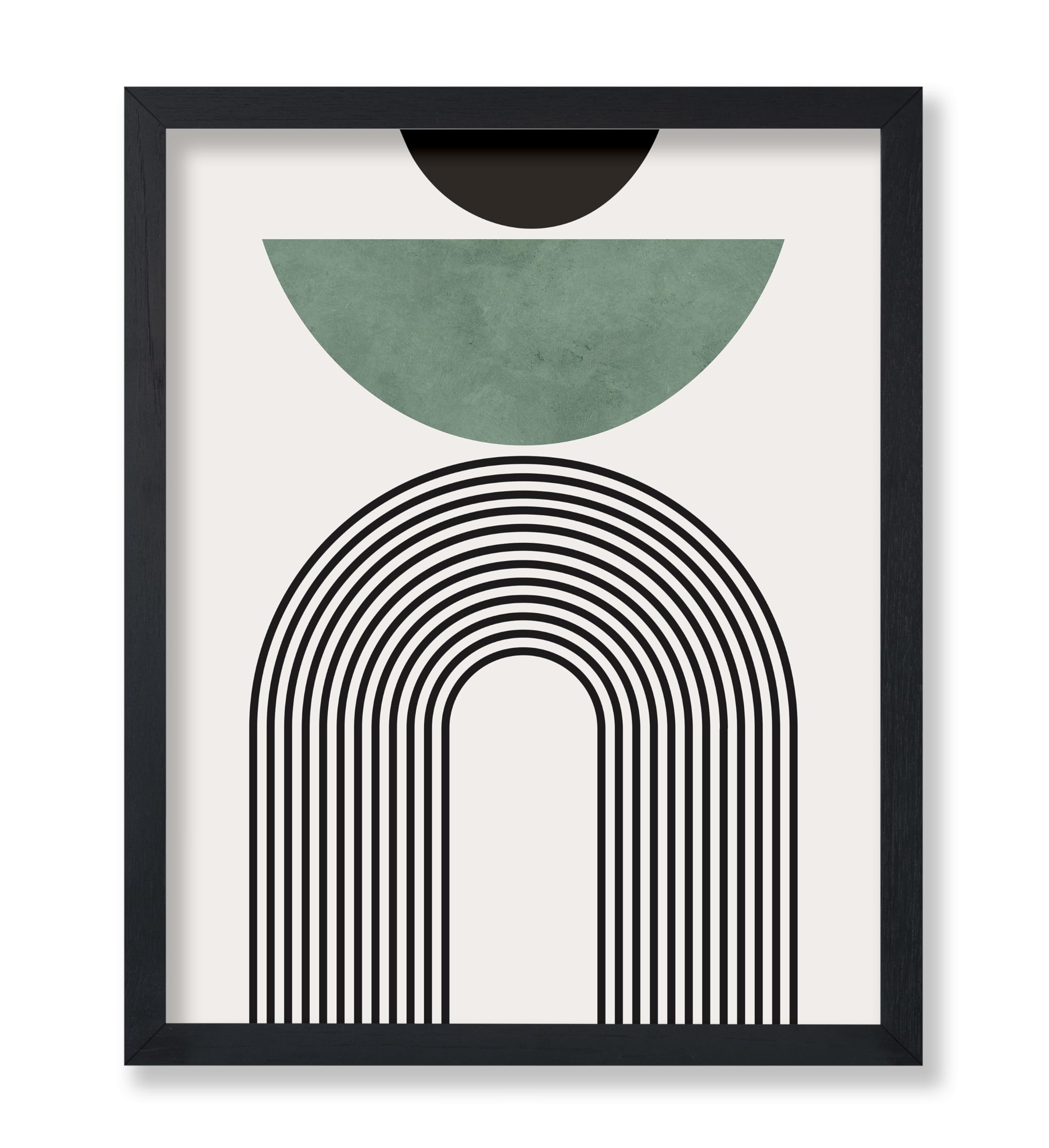 Poster Master Vintage Minimalist Poster - Retro Abstract Print - Green Shape, Black Lines, Geometric, Aesthetic - 8x10 UNFRAMED Wall Art - Gift for