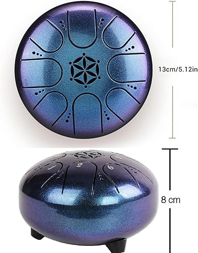 Miniatura 7 de Tambor de lluvia para jardín exterior, tambor de lengua de acero con bolsa de transporte, kit de tambor de tanque de mano de 5 pulgadas y 8 notas,