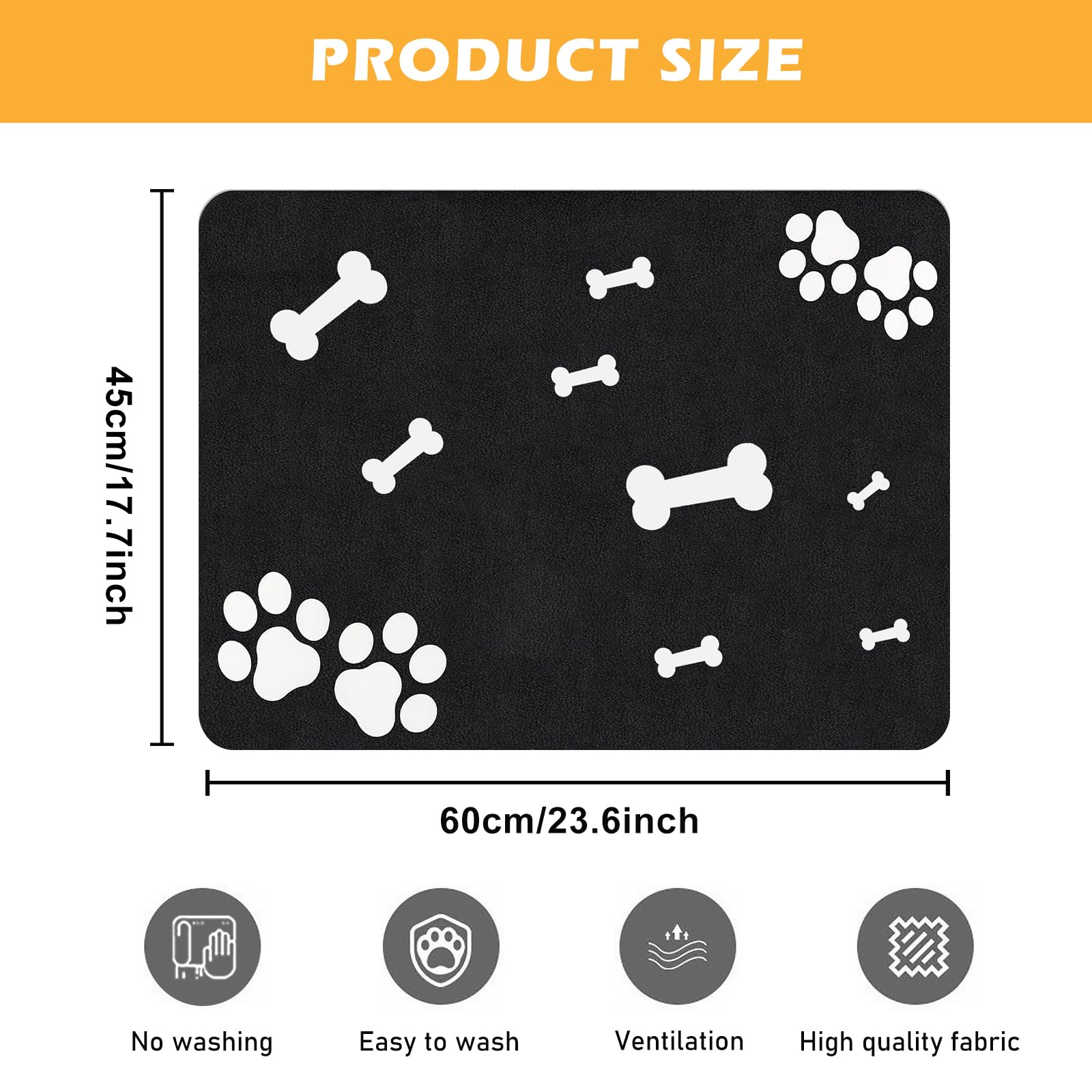 Tappetino Assorbente Per Ciotole Cane E Gatto OPLERT - Antiscivolo, Lavabile, Grigio Chiaro 40x60 Cm - Foto 11