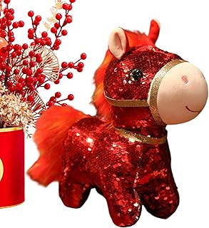 ウマのぬいぐるみ | 15cm スパンコール コレクション用 かわいい 人形,2026年 馬年 の ぬいぐるみ おもちゃ | 中国の旧正月 家庭 教室 保育園 旅行 車 用