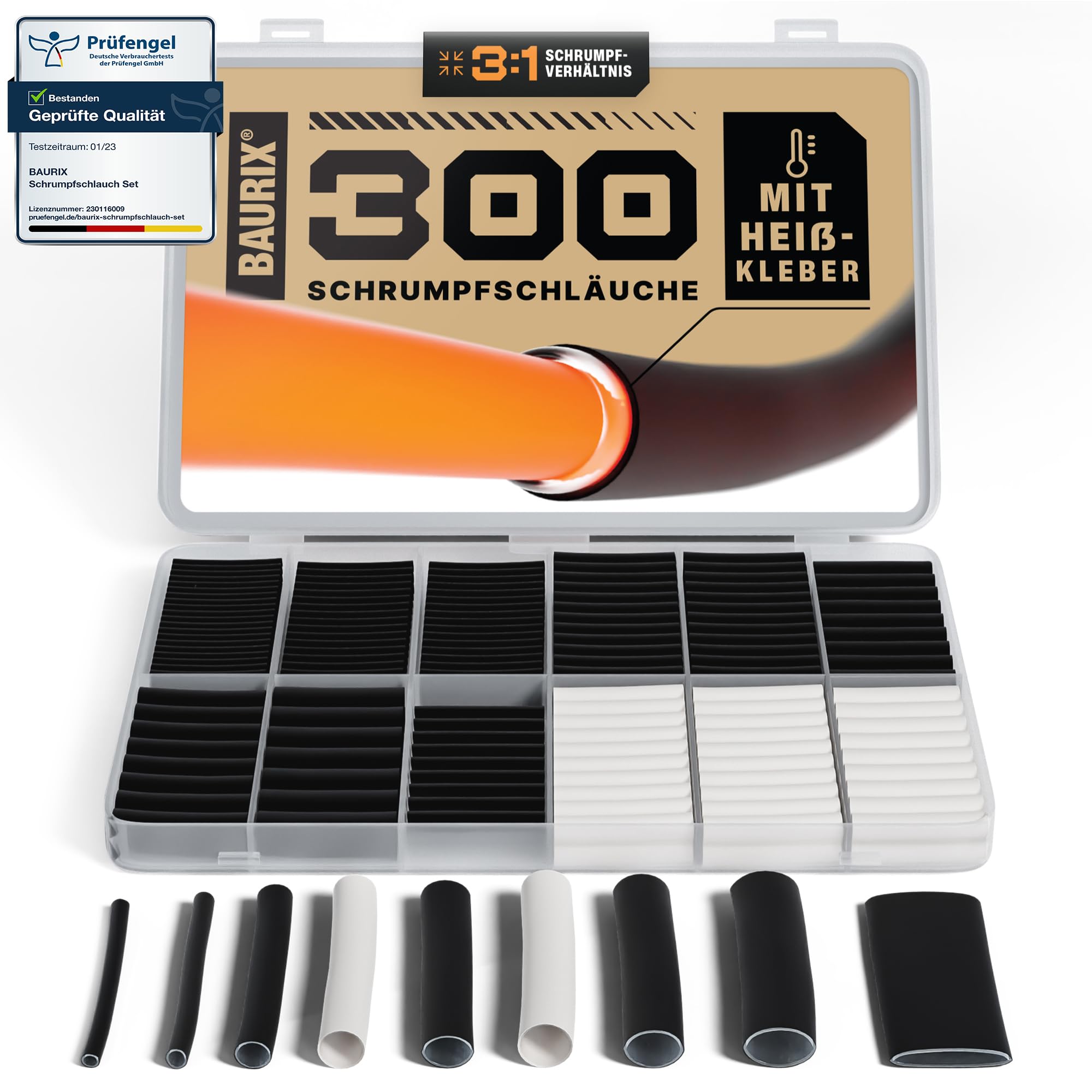 BAURIX® Koszulki termokurczliwe 300 szt. – 3:1