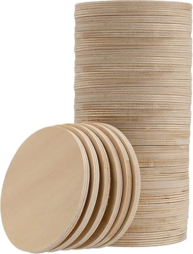 SINJEUN Paquete de 30 círculos de madera contrachapada de 4 pulgadas, discos redondos de 1/4 pulgadas de grosor, recortes de madera para