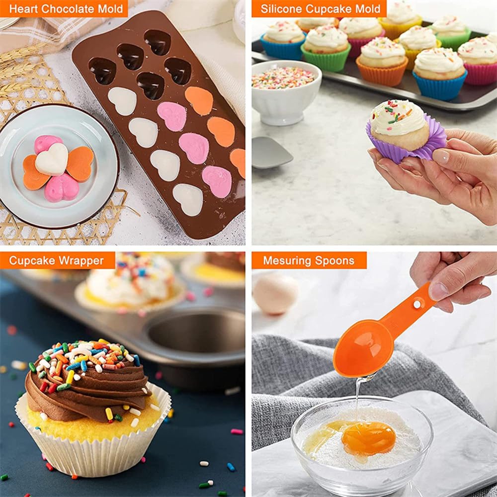 Kit De DecoracióN De Pasteles Con Base Giratoria, Moldes Antiadherentes, Boquillas De ReposteríA, Raspadores Y Moldes De Silicona Para Cupcakes, Para Principiantes Y Reposteros Caseros 512PCS