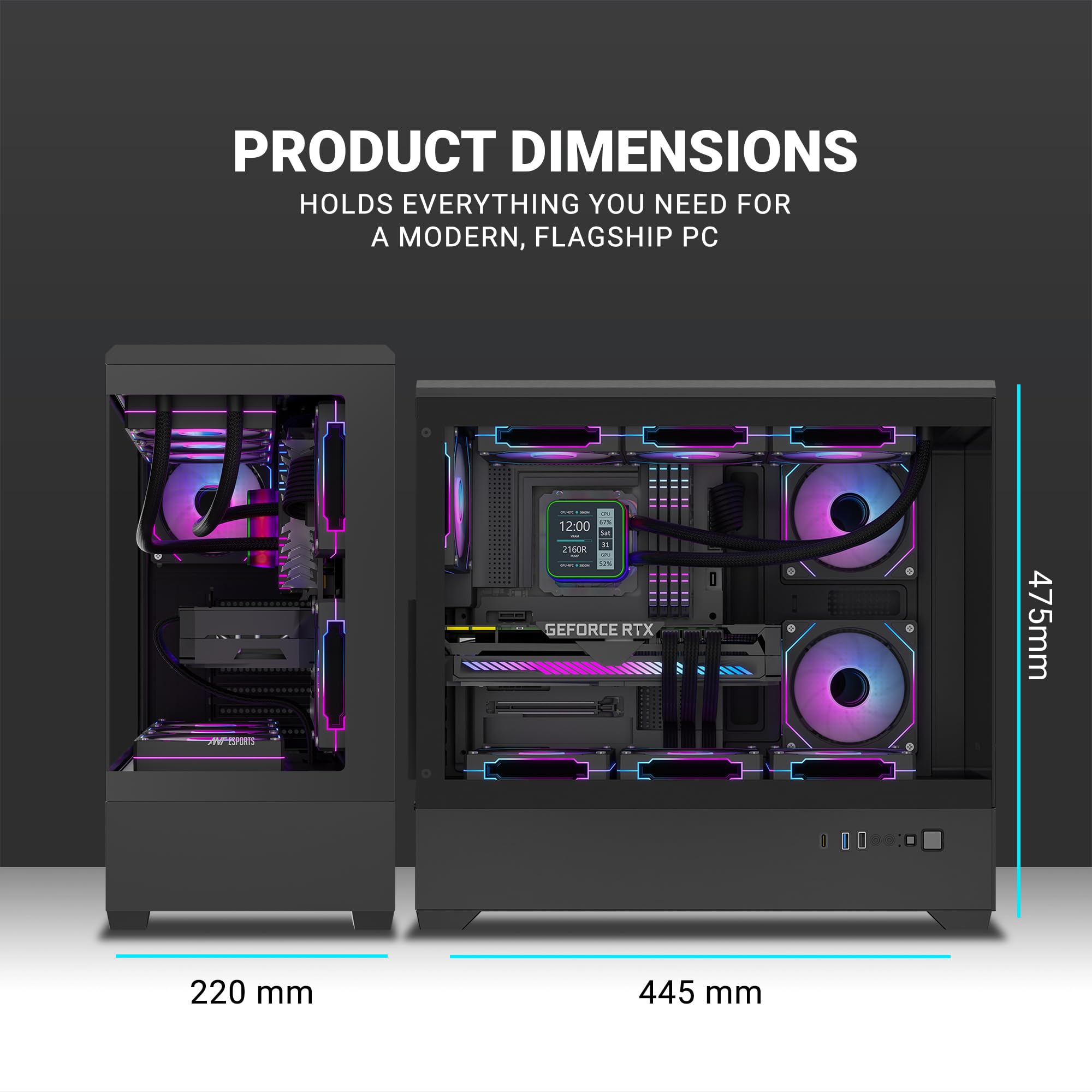 Ant Esports Crystal X6 Lite - Black Gaming Case -12