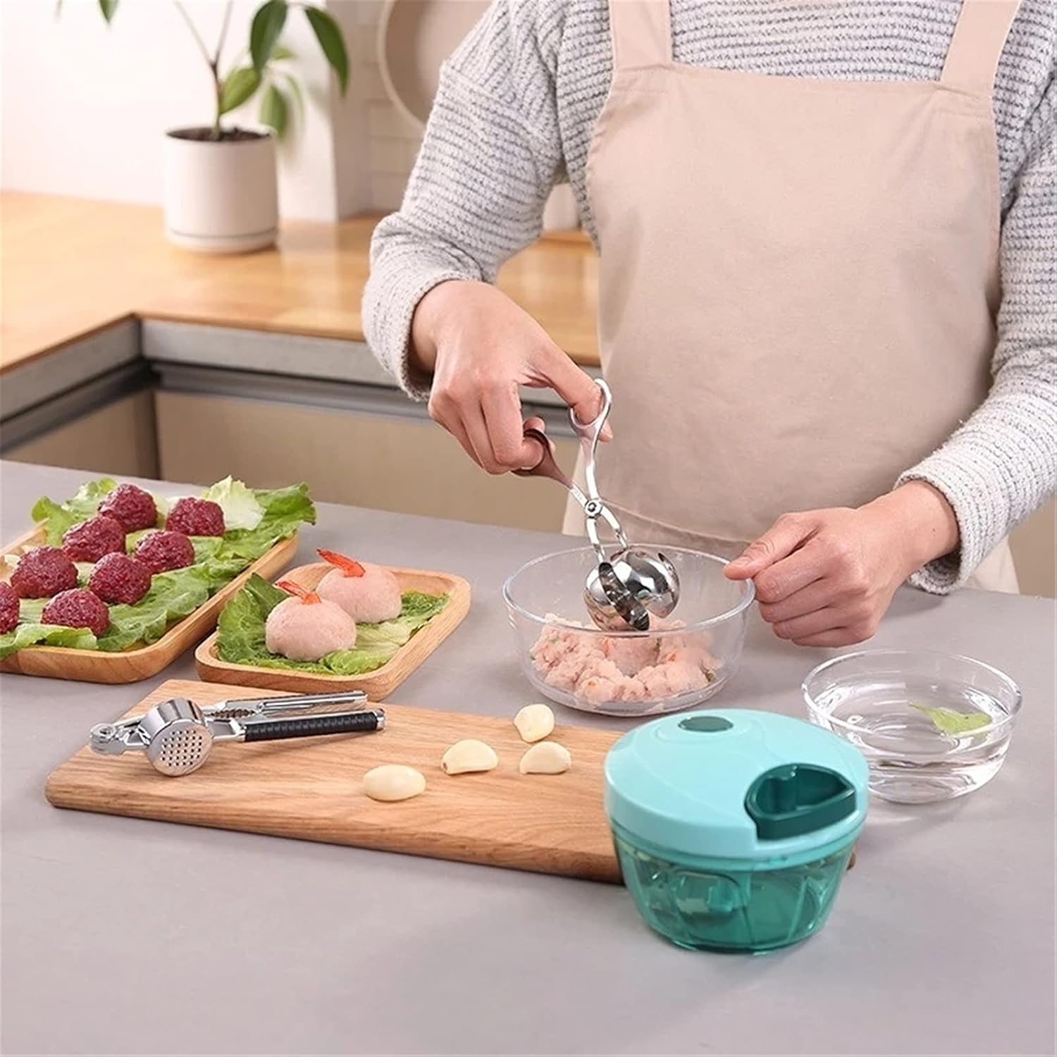 Meat Baller Tongs,Cookie Dough Scoop, Meat Baller None-Stick Meatball Maker Stainless Steel Meat Baller Tongs Ice Cream Baller Tool