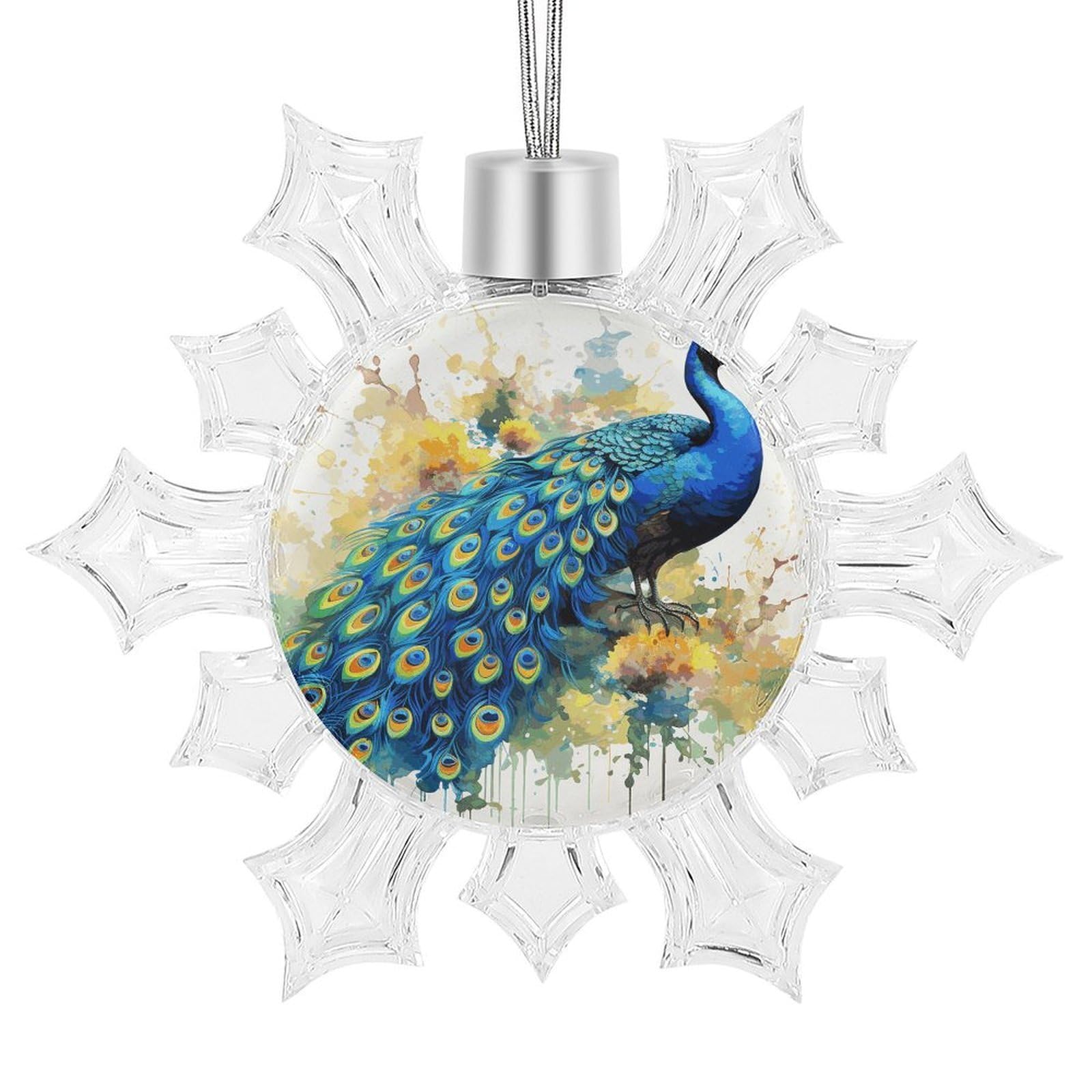 Peacock Watercolor Painting Snowflake Ornaments Cute Snowflake Pendant Exquisite Christmas Tree Ornaments for Christmas Weddings New Year Birthday Holiday Celebration
