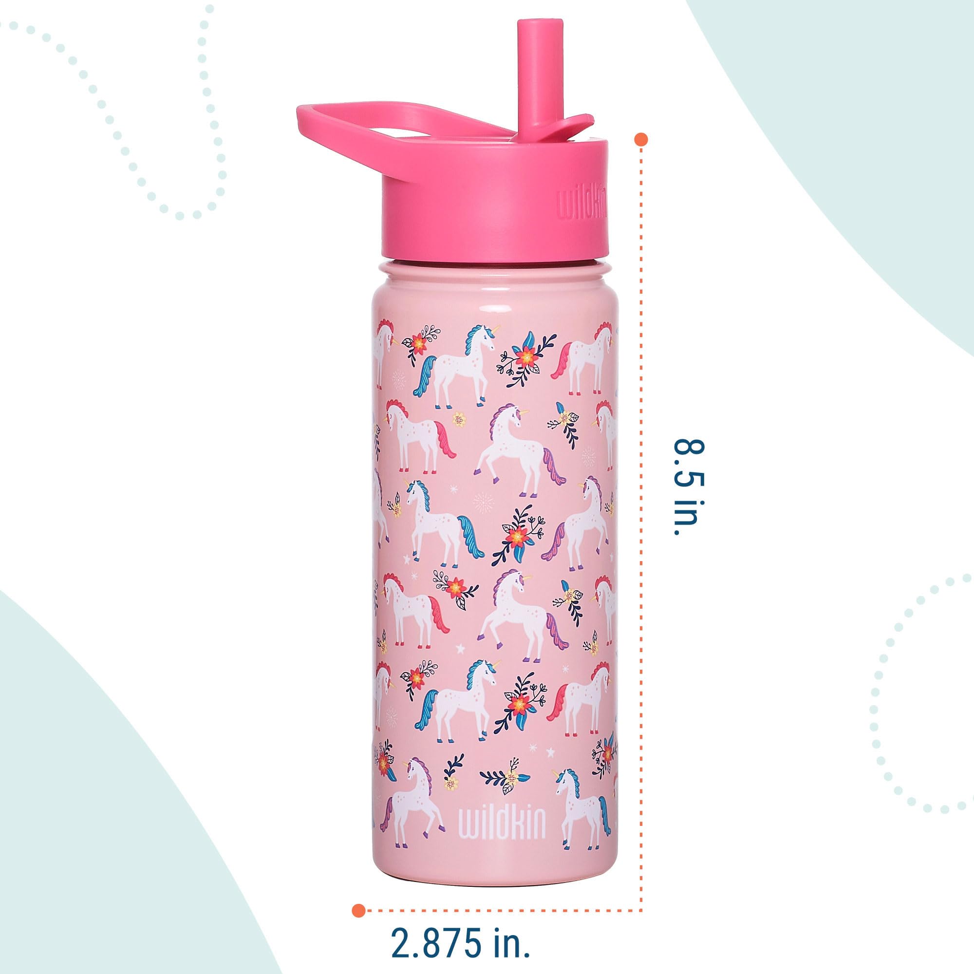 Wildkin Kinder-Wasserflasche aus Edelstahl, 530 ml, magisches Einhorn | Isolierte Stahl-Wasserflasche für Schule, Kita, Sport und Reisen, 530 ml