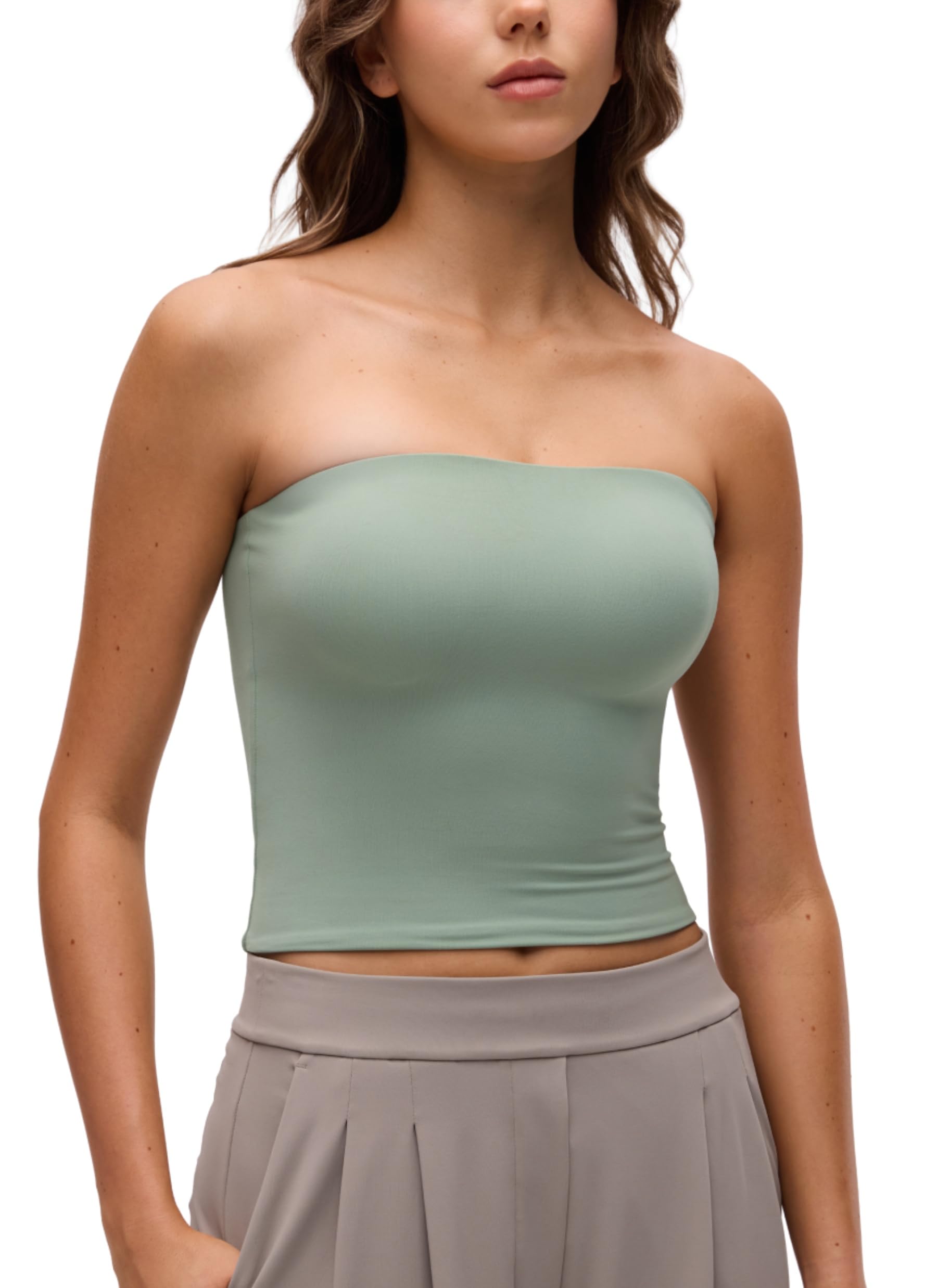 CRZ YOGA Women's Butterluxe Double Lined Bandeau Tube Tops